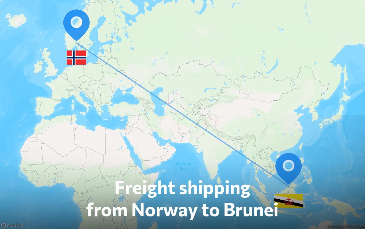 Shipping route from Norway to Brunei