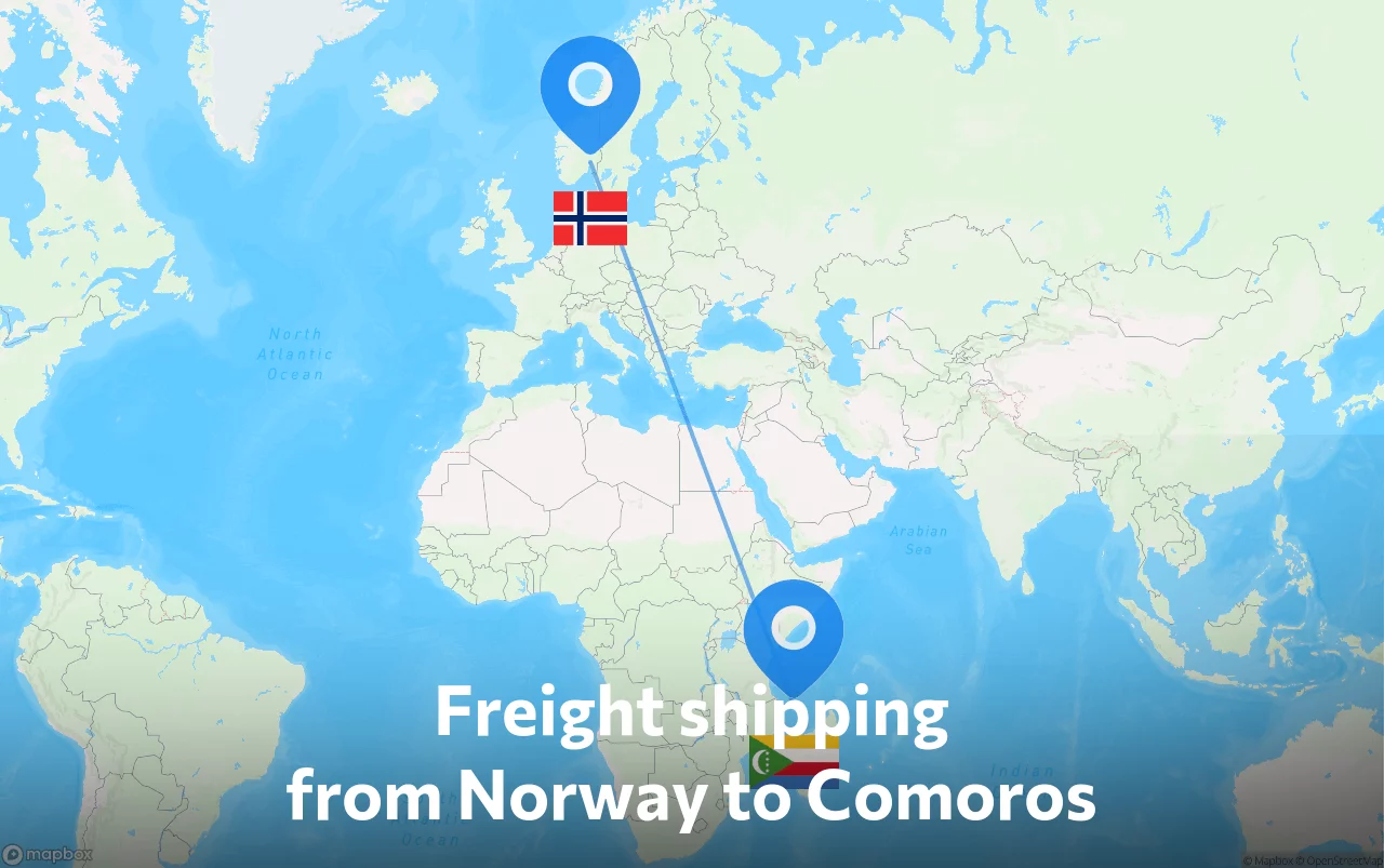 Shipping route from Norway to Comoros