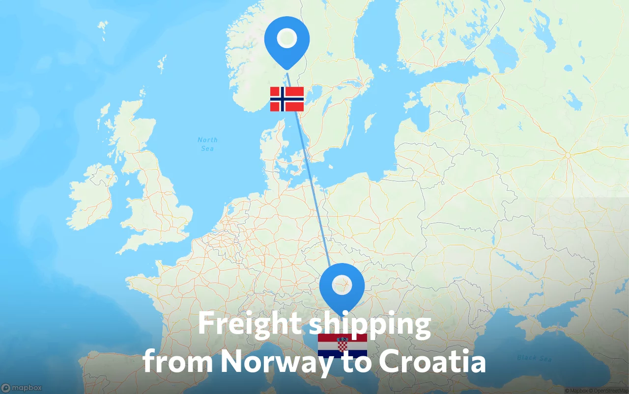 Shipping route from Norway to Croatia
