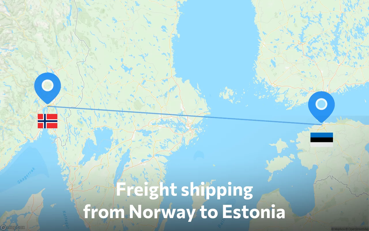 Shipping route from Norway to Estonia