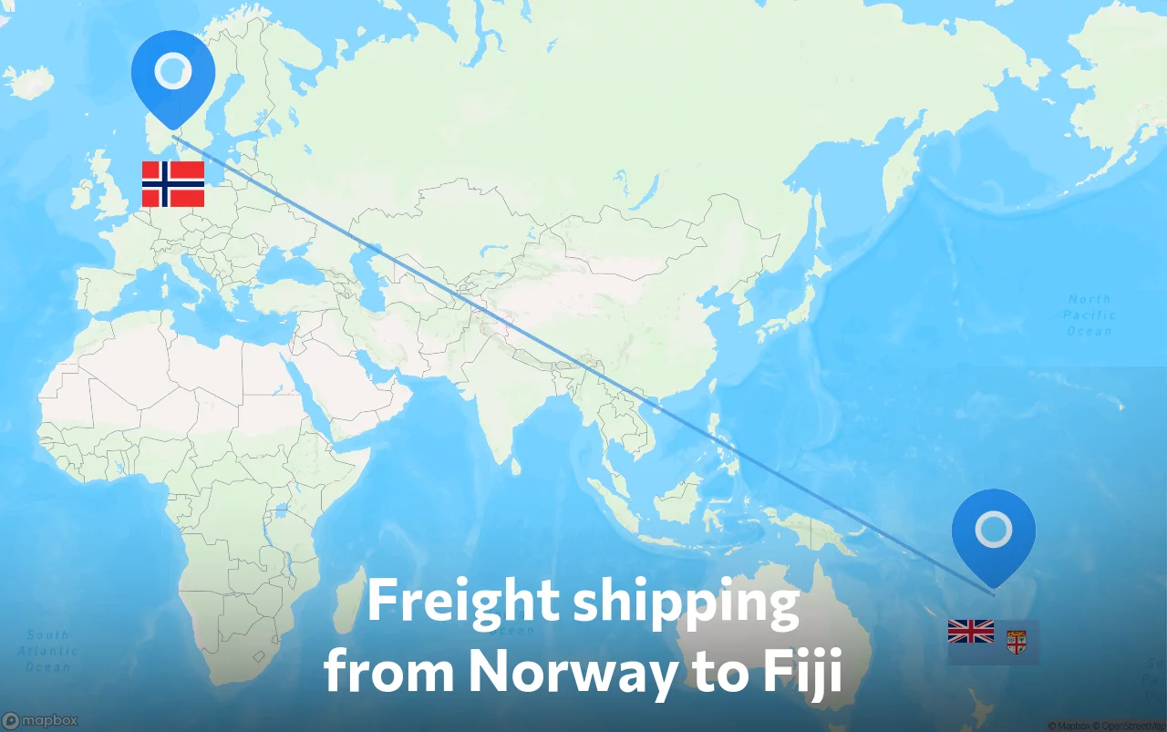 Shipping route from Norway to Fiji