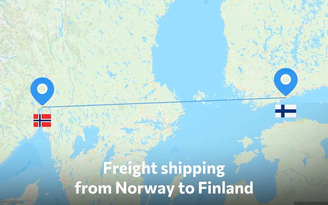 Shipping route from Norway to Finland