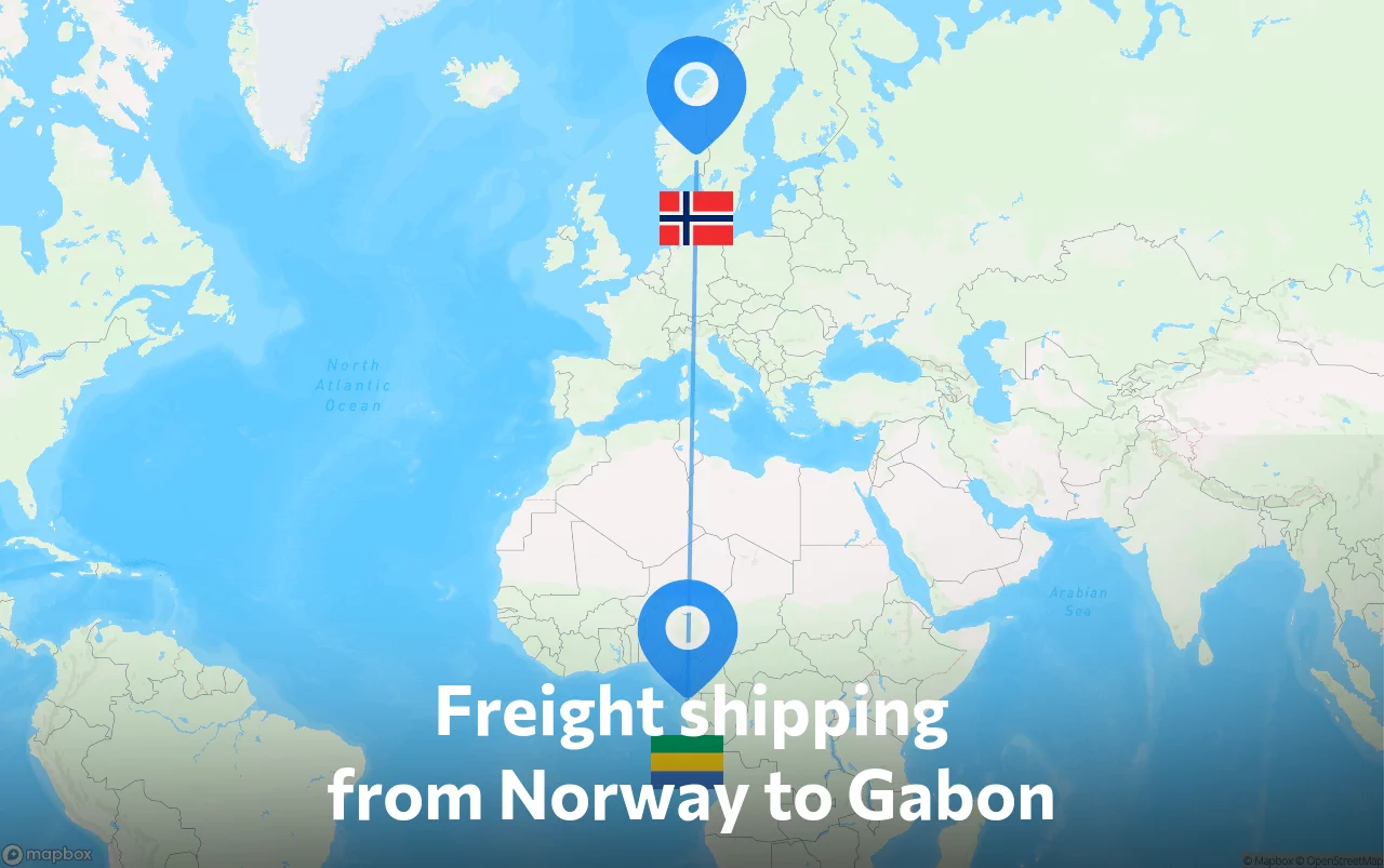 Shipping route from Norway to Gabon