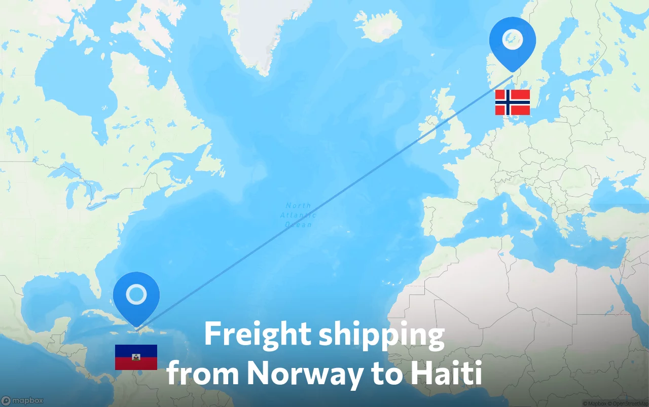 Shipping route from Norway to Haiti