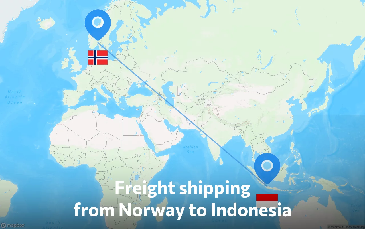 Shipping route from Norway to Indonesia