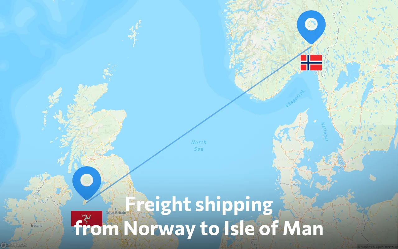 Shipping route from Norway to Isle of Man