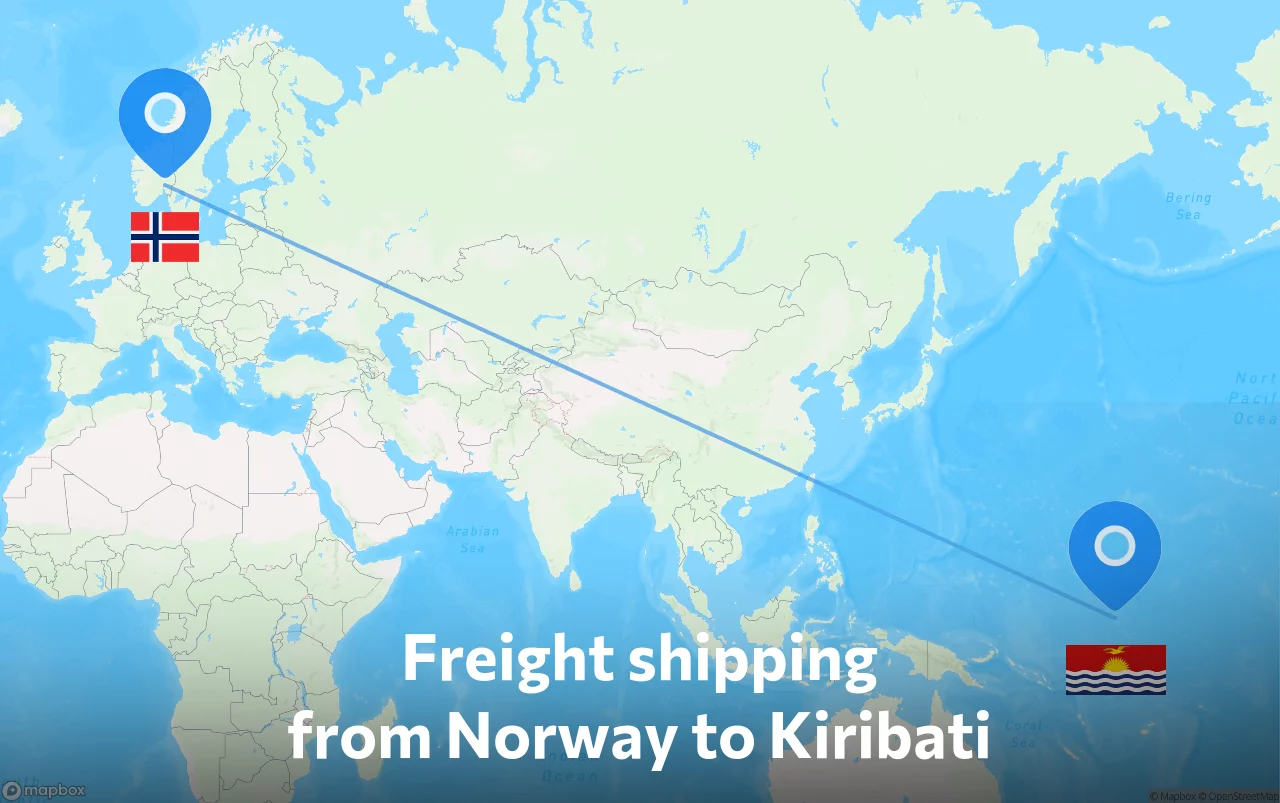 Shipping route from Norway to Kiribati