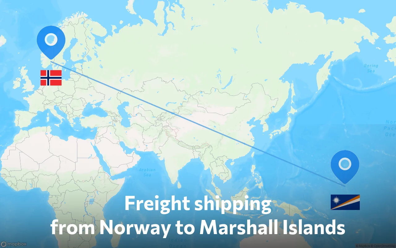 Shipping route from Norway to Marshall Islands