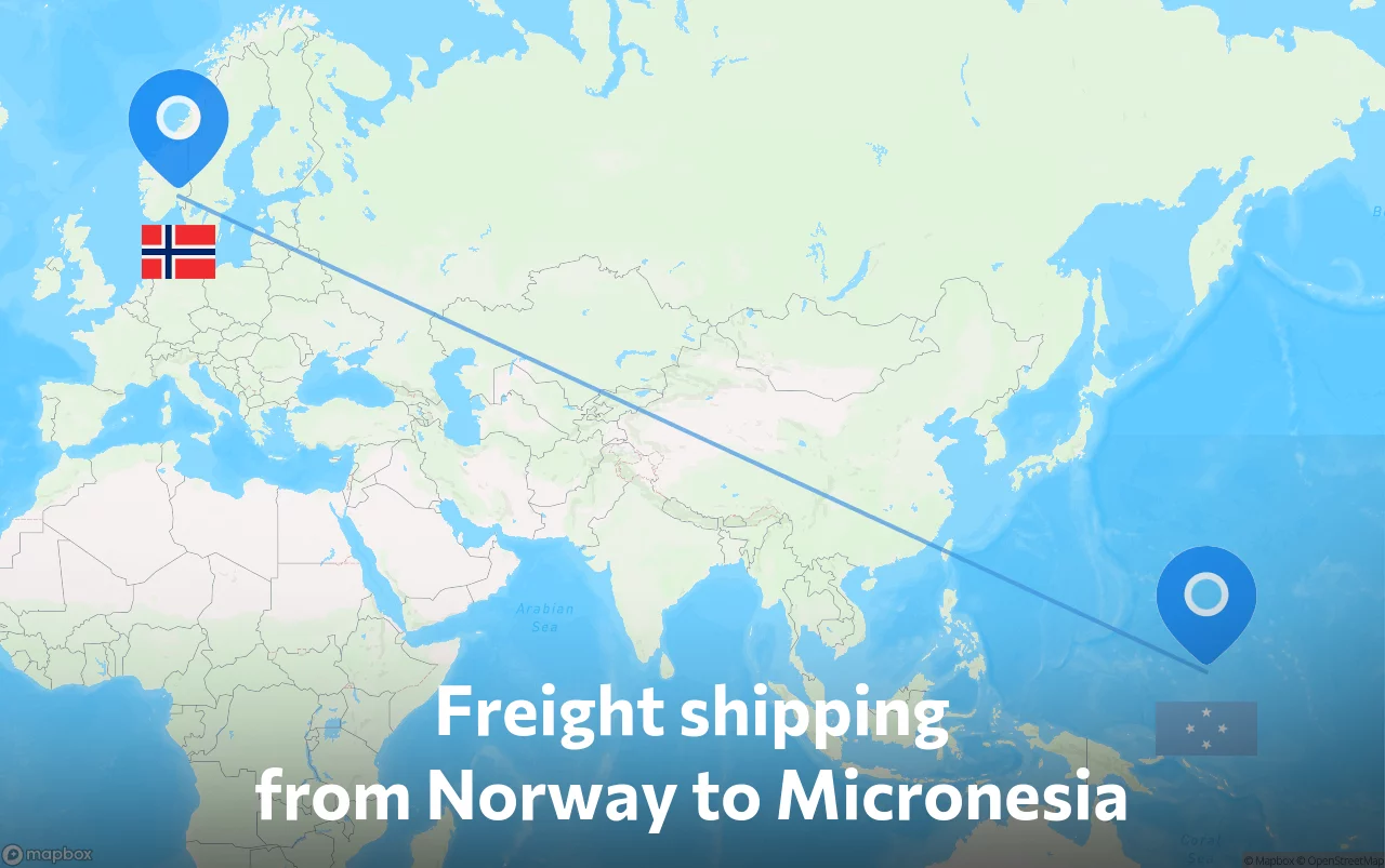 Shipping route from Norway to Micronesia