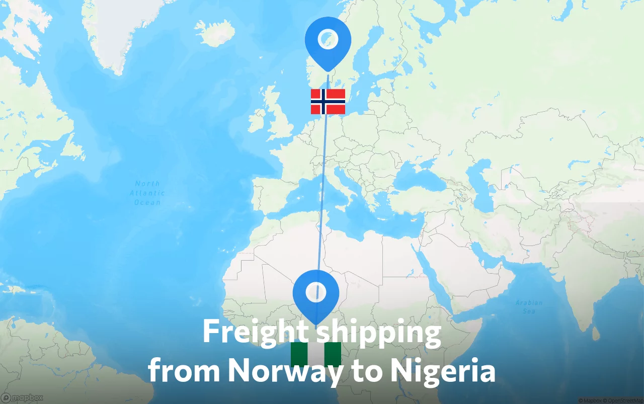 Shipping route from Norway to Nigeria