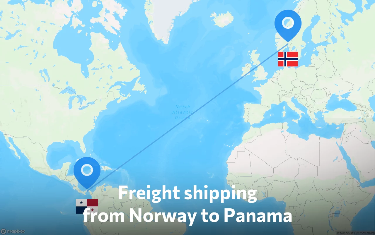 Shipping route from Norway to Panama