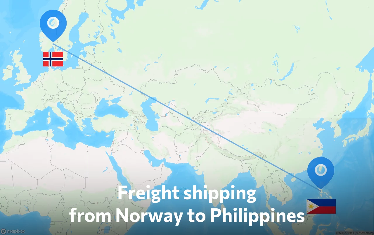 Shipping route from Norway to Philippines