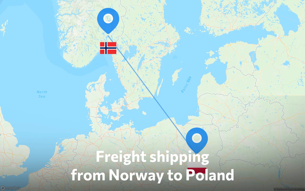 Shipping route from Norway to Poland