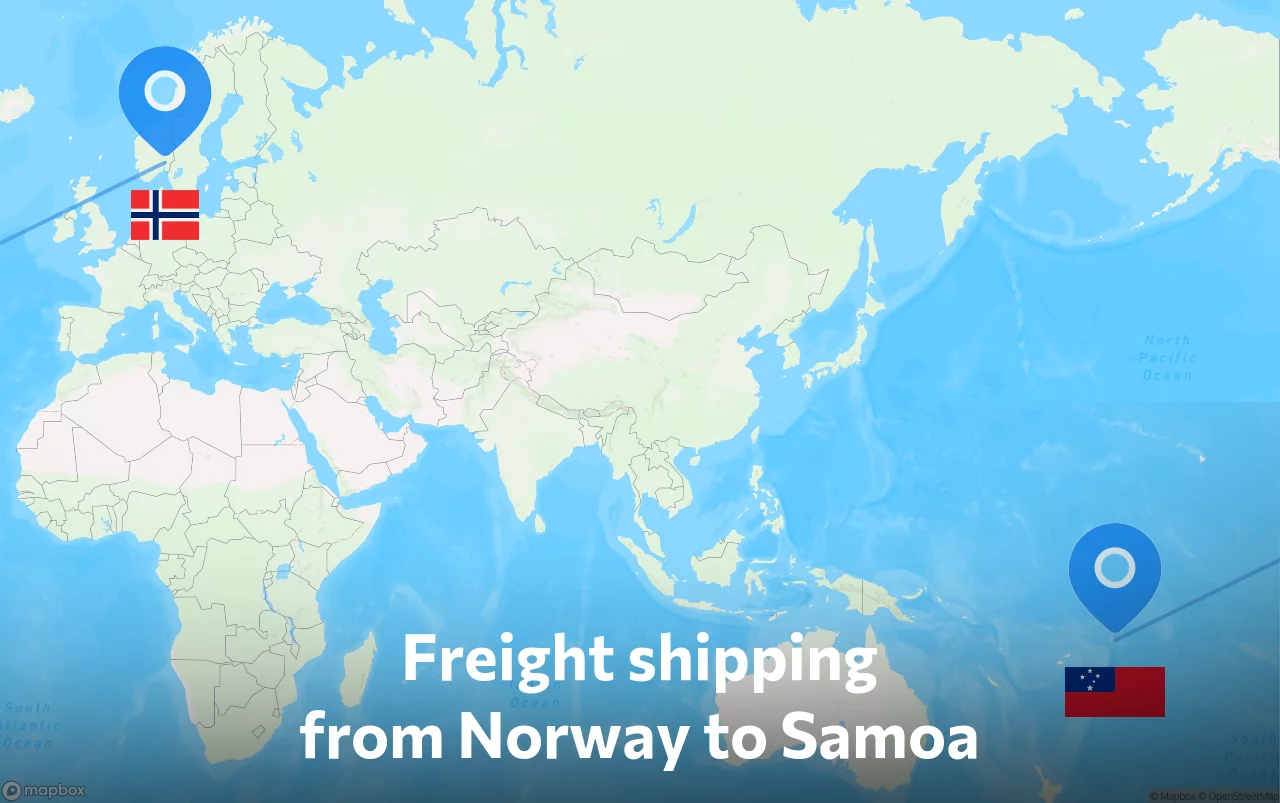 Shipping route from Norway to Samoa