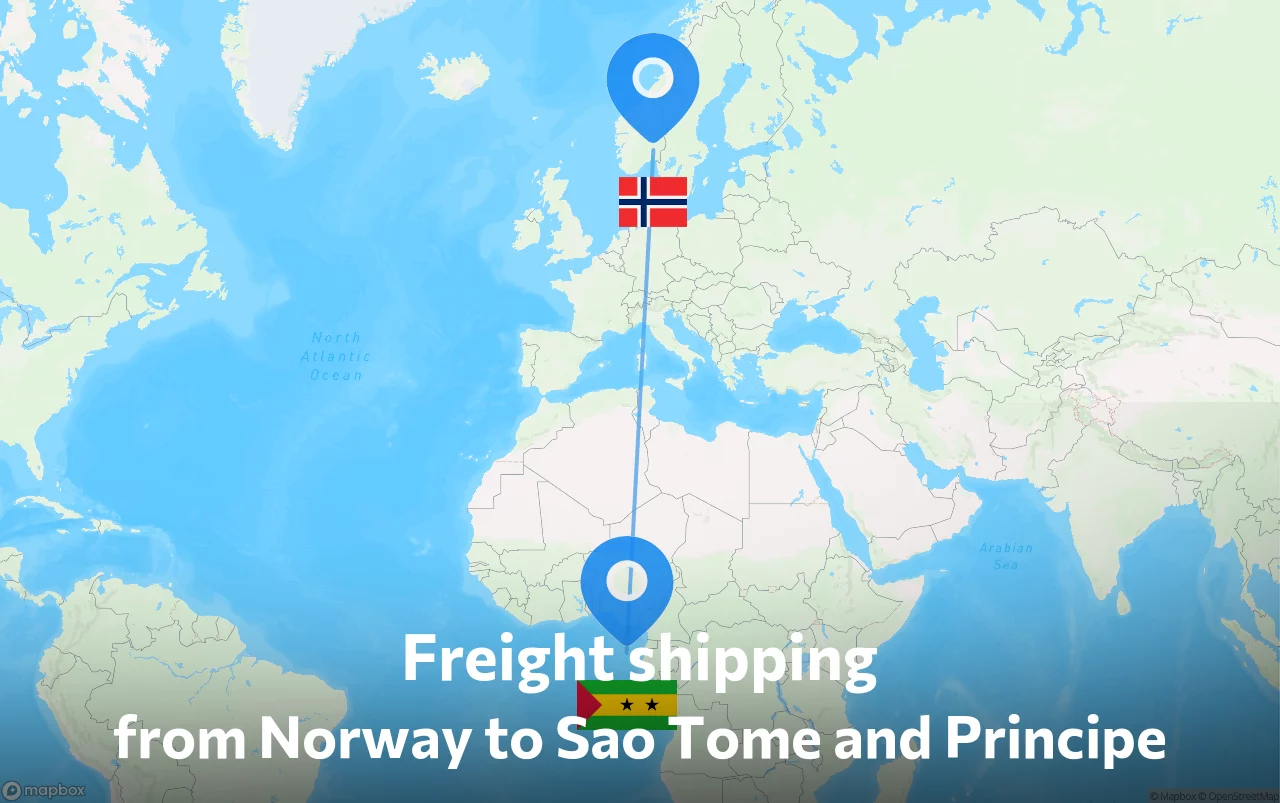 Shipping route from Norway to Sao Tome and Principe