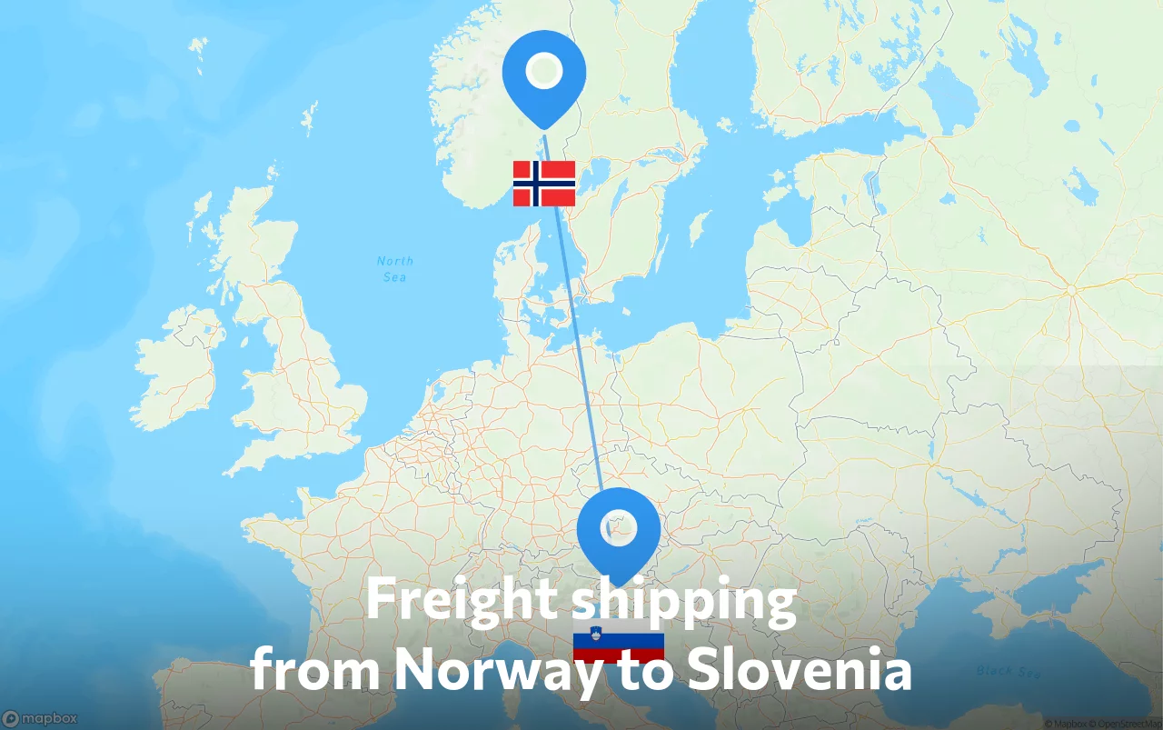 Shipping route from Norway to Slovenia