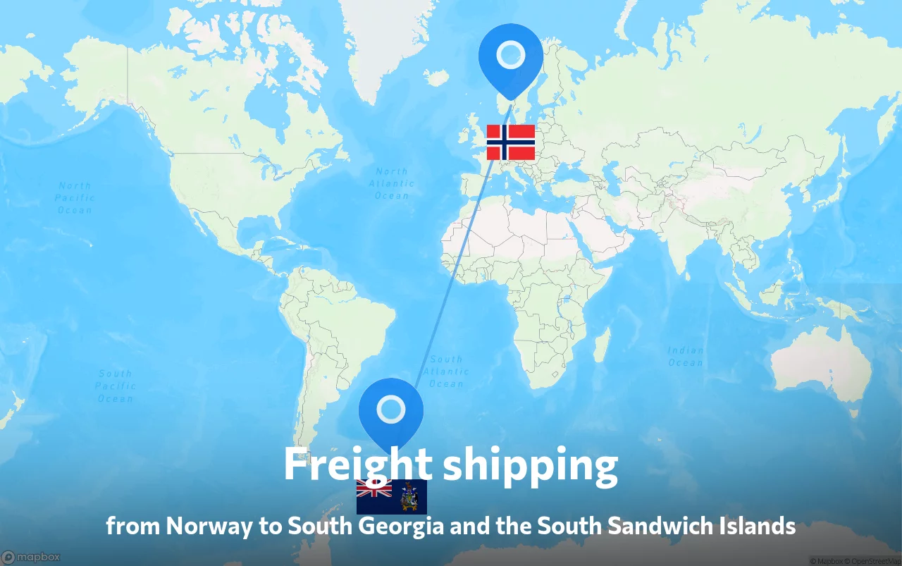 Shipping route from Norway to South Georgia and the South Sandwich Islands