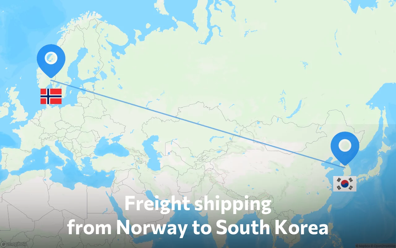 Shipping route from Norway to South Korea