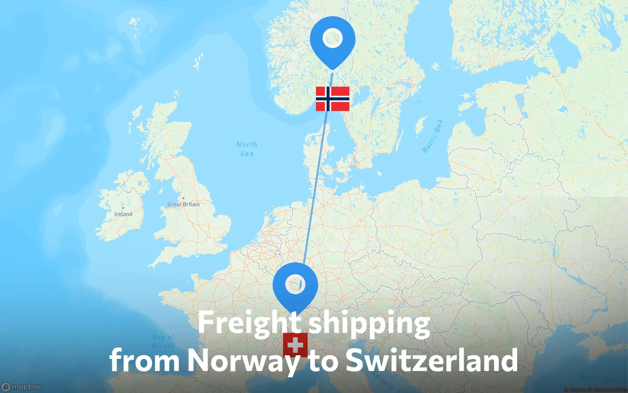 Shipping route from Norway to Switzerland