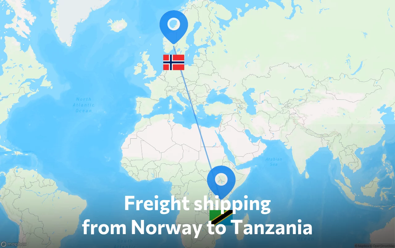 Shipping route from Norway to Tanzania