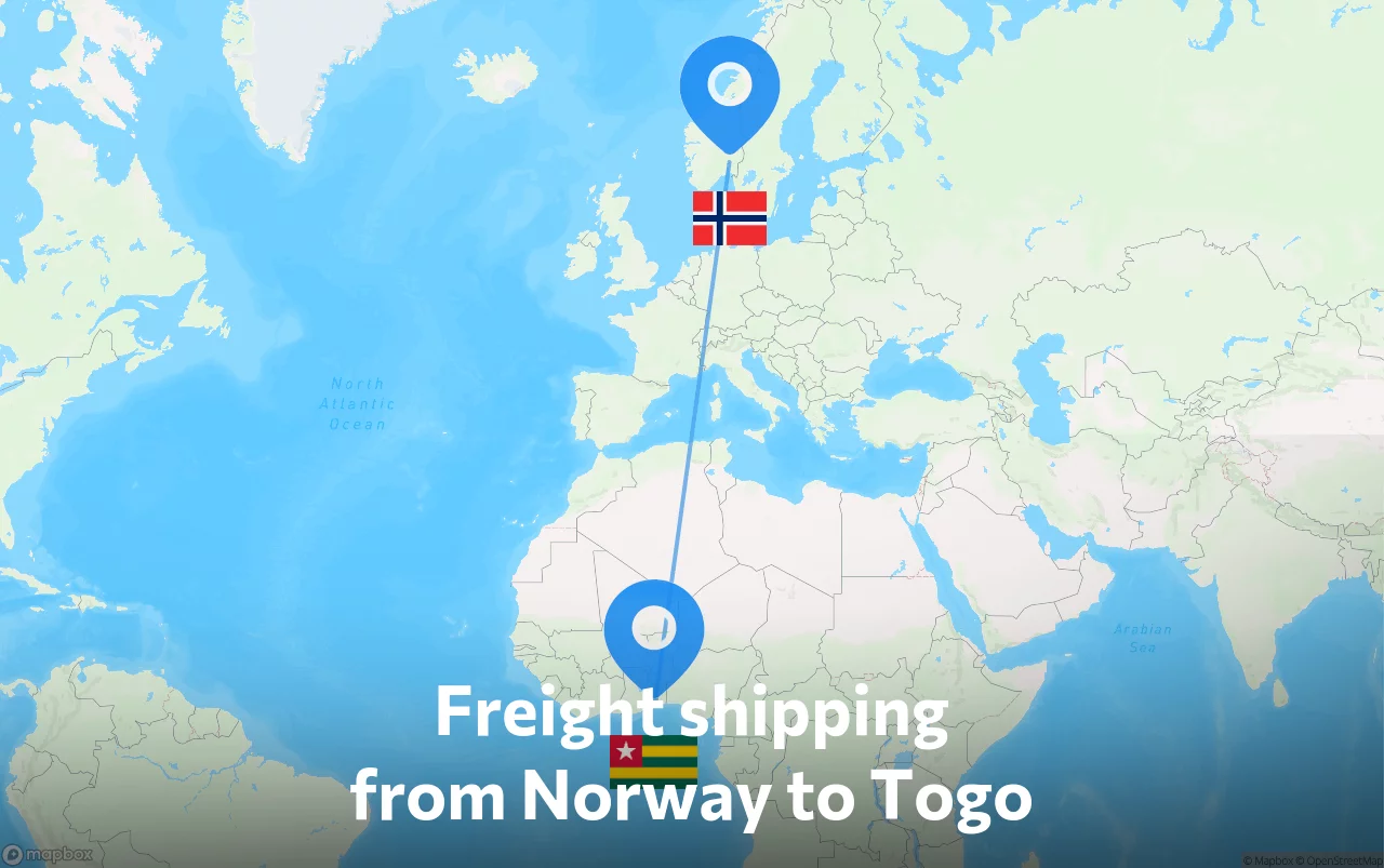 Shipping route from Norway to Togo