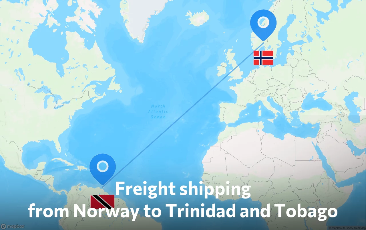 Shipping route from Norway to Trinidad and Tobago