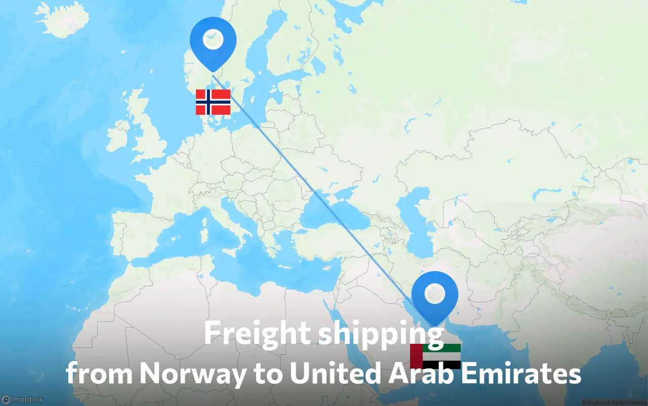 Shipping route from Norway to United Arab Emirates