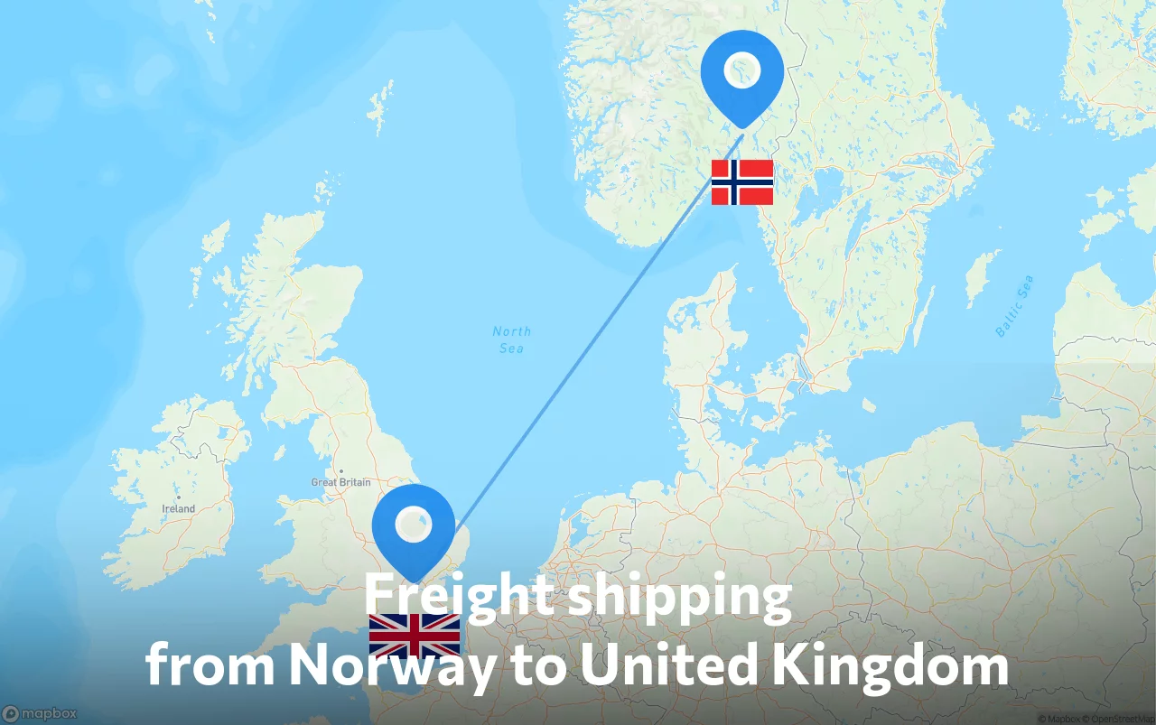 Shipping route from Norway to United Kingdom