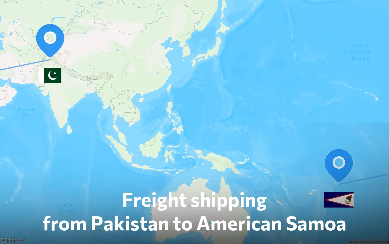 Shipping route from Pakistan to American Samoa