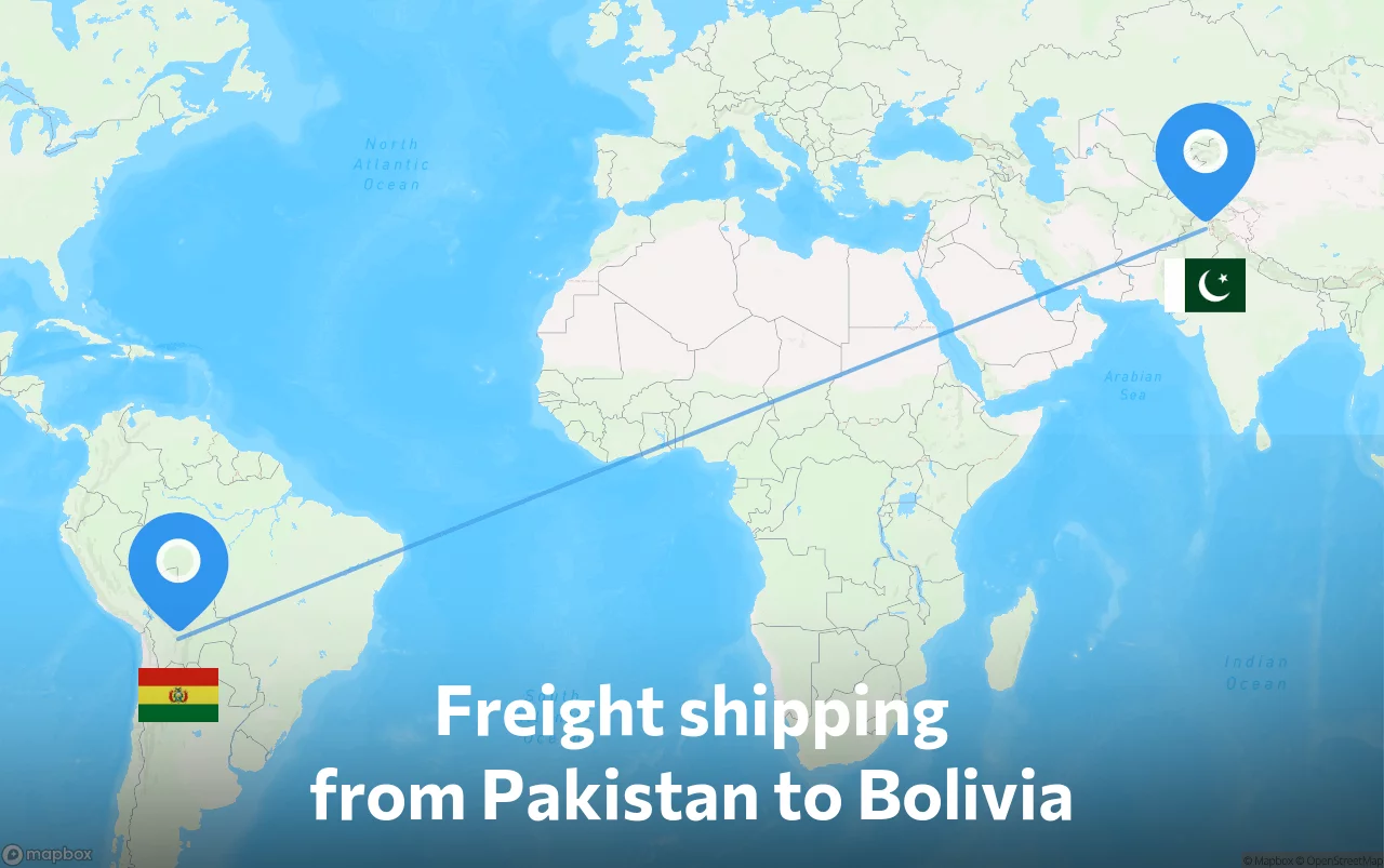 Shipping route from Pakistan to Bolivia