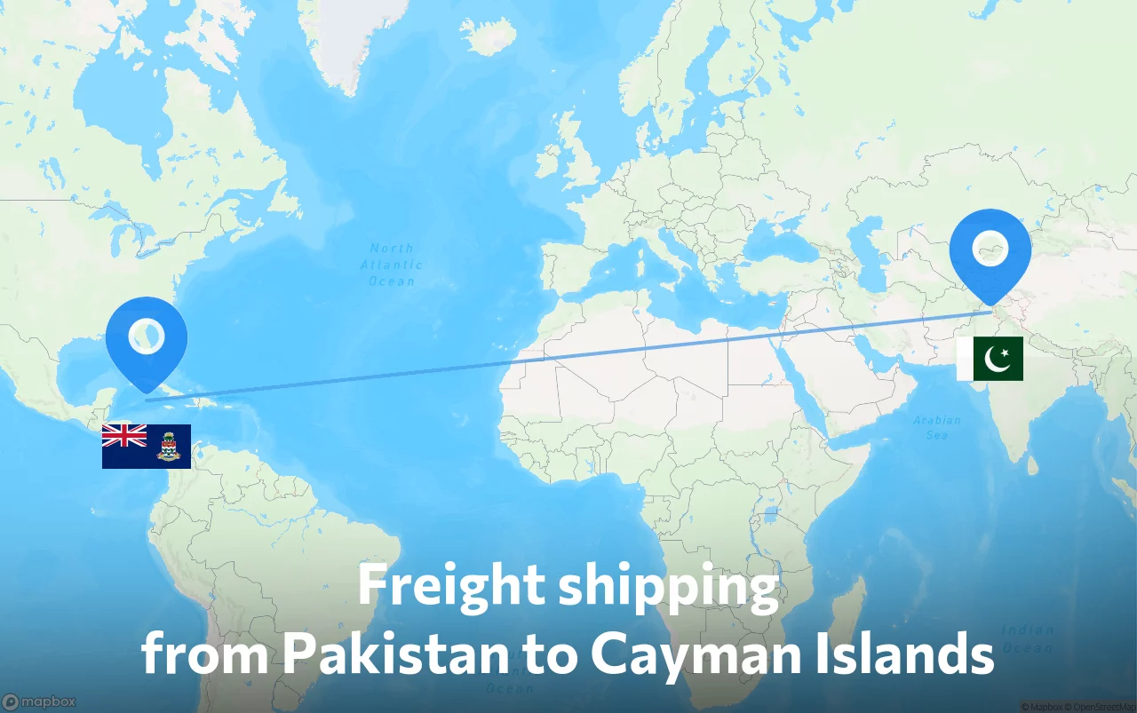 Shipping route from Pakistan to Cayman Islands