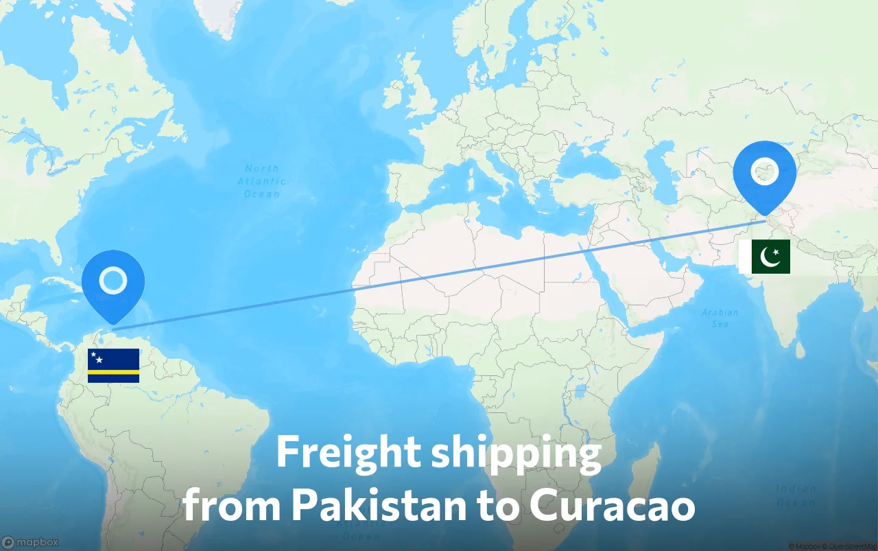 Shipping route from Pakistan to Curacao
