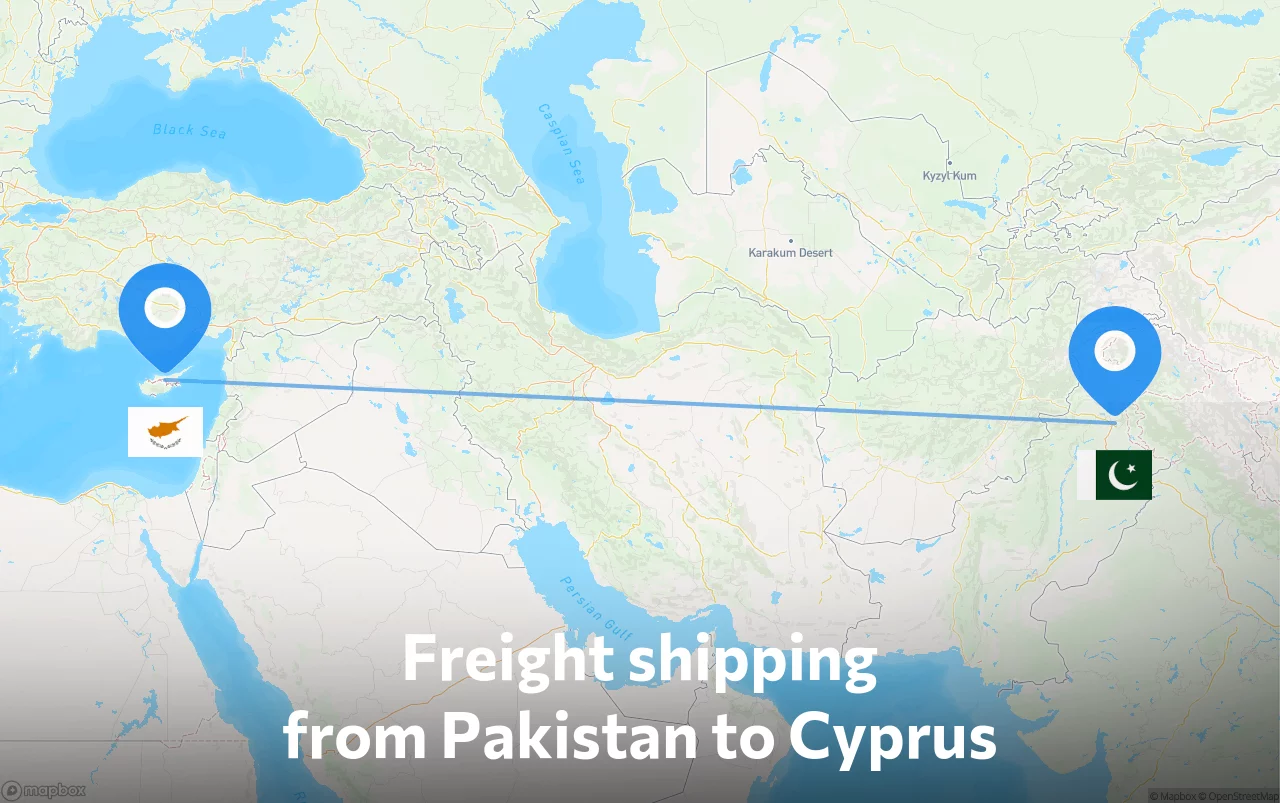 Shipping route from Pakistan to Cyprus