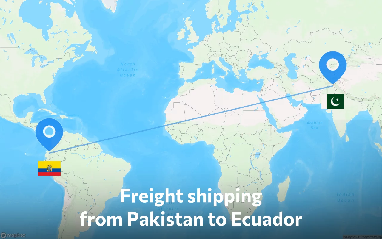 Shipping route from Pakistan to Ecuador