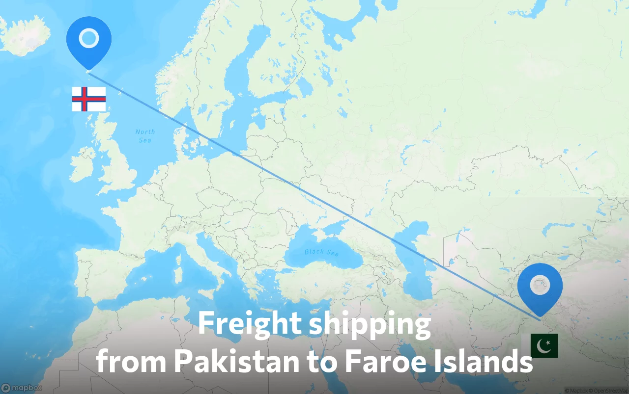 Shipping route from Pakistan to Faroe Islands