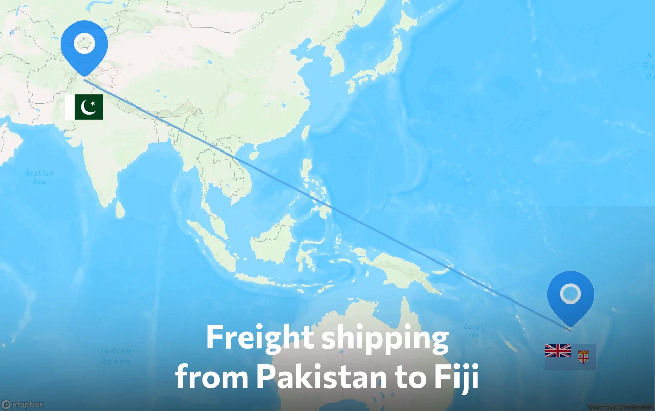 Shipping route from Pakistan to Fiji