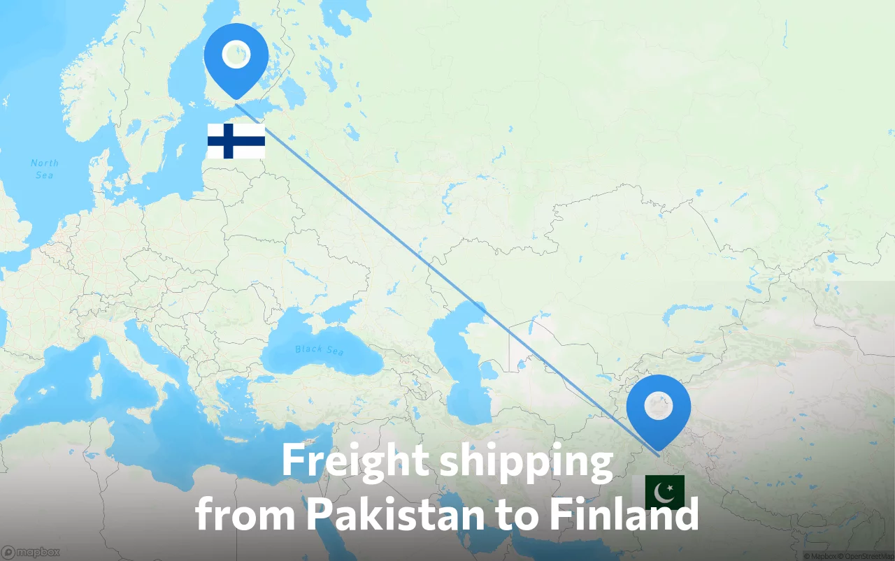Shipping route from Pakistan to Finland