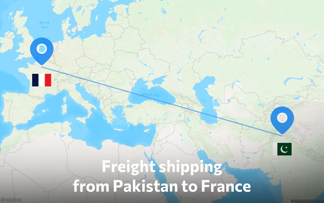 Shipping route from Pakistan to France