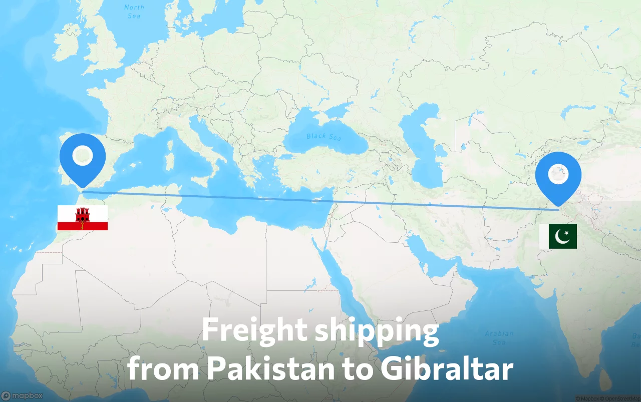 Shipping route from Pakistan to Gibraltar