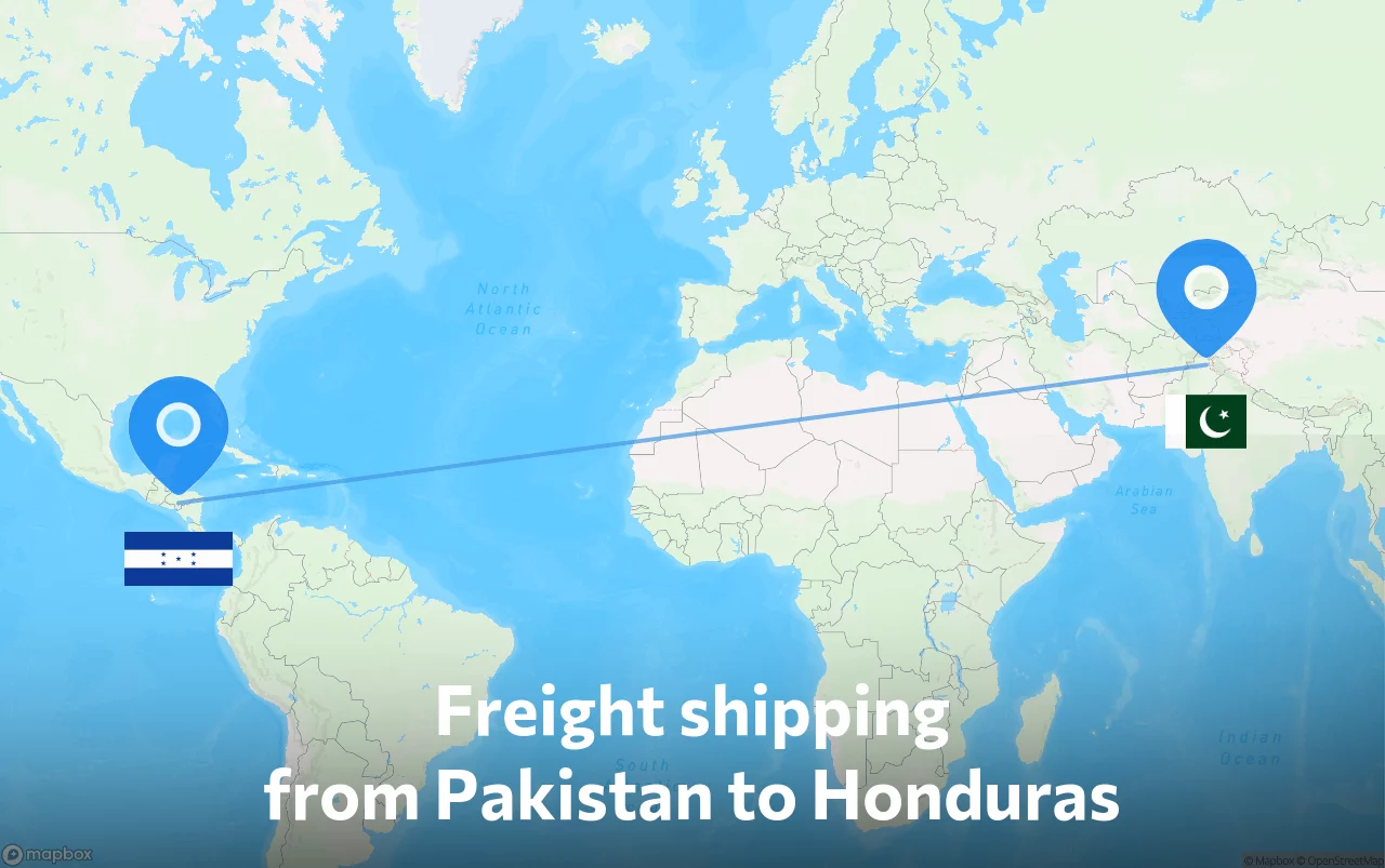 Shipping route from Pakistan to Honduras