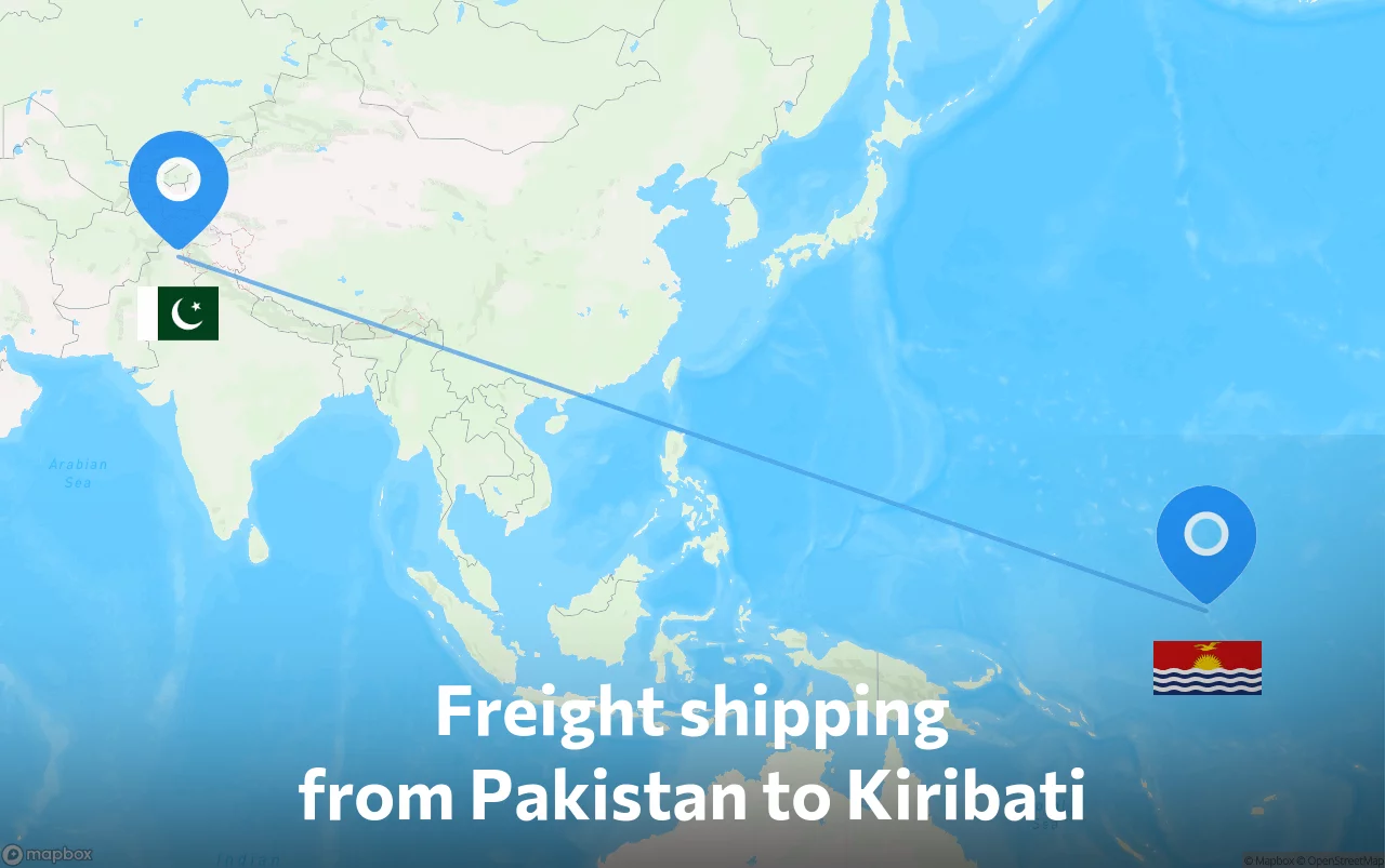 Shipping route from Pakistan to Kiribati