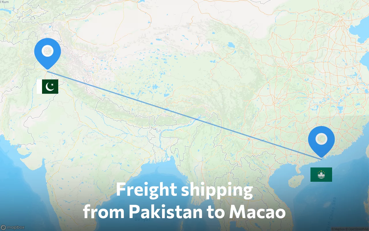 Shipping route from Pakistan to Macao
