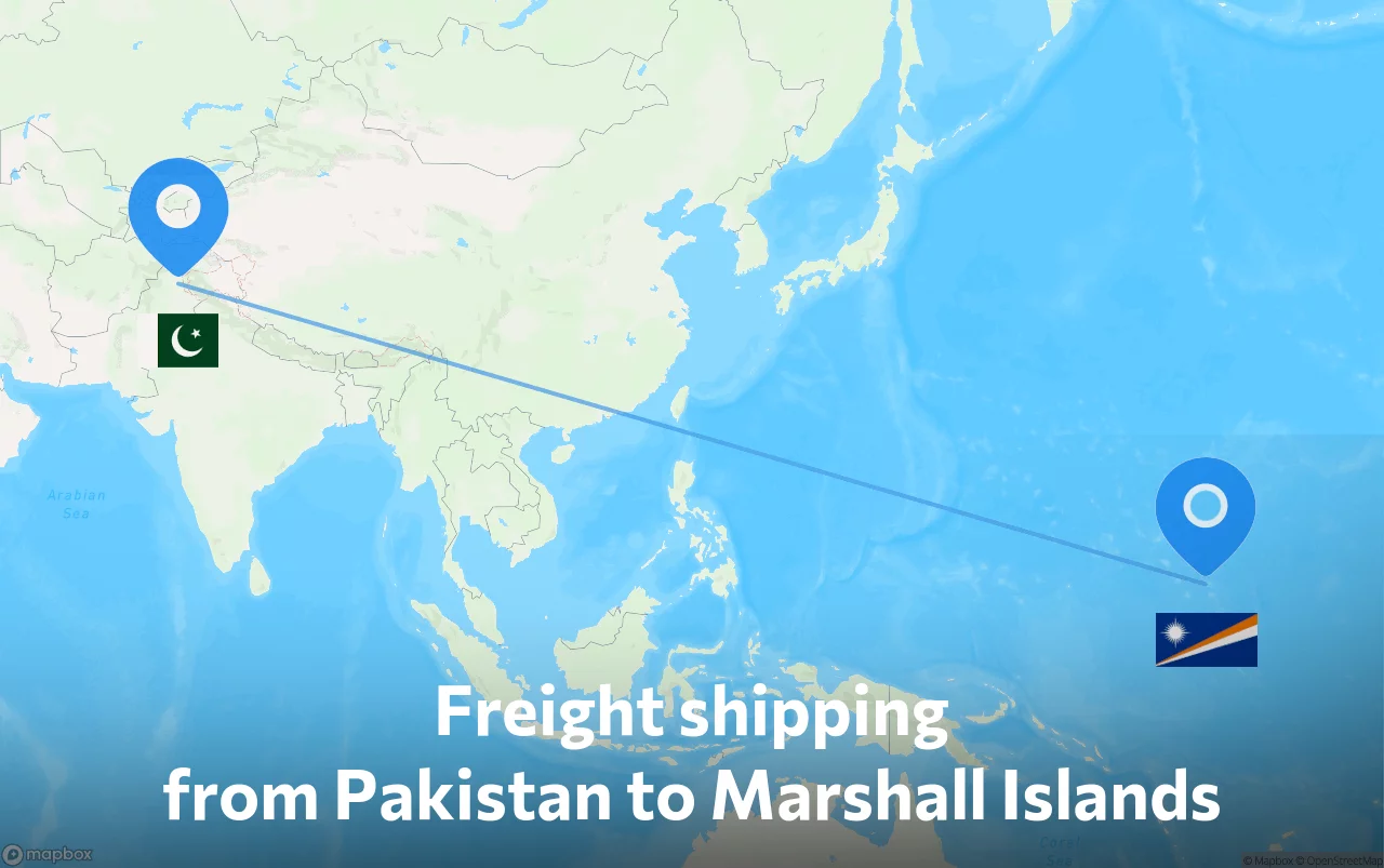 Shipping route from Pakistan to Marshall Islands