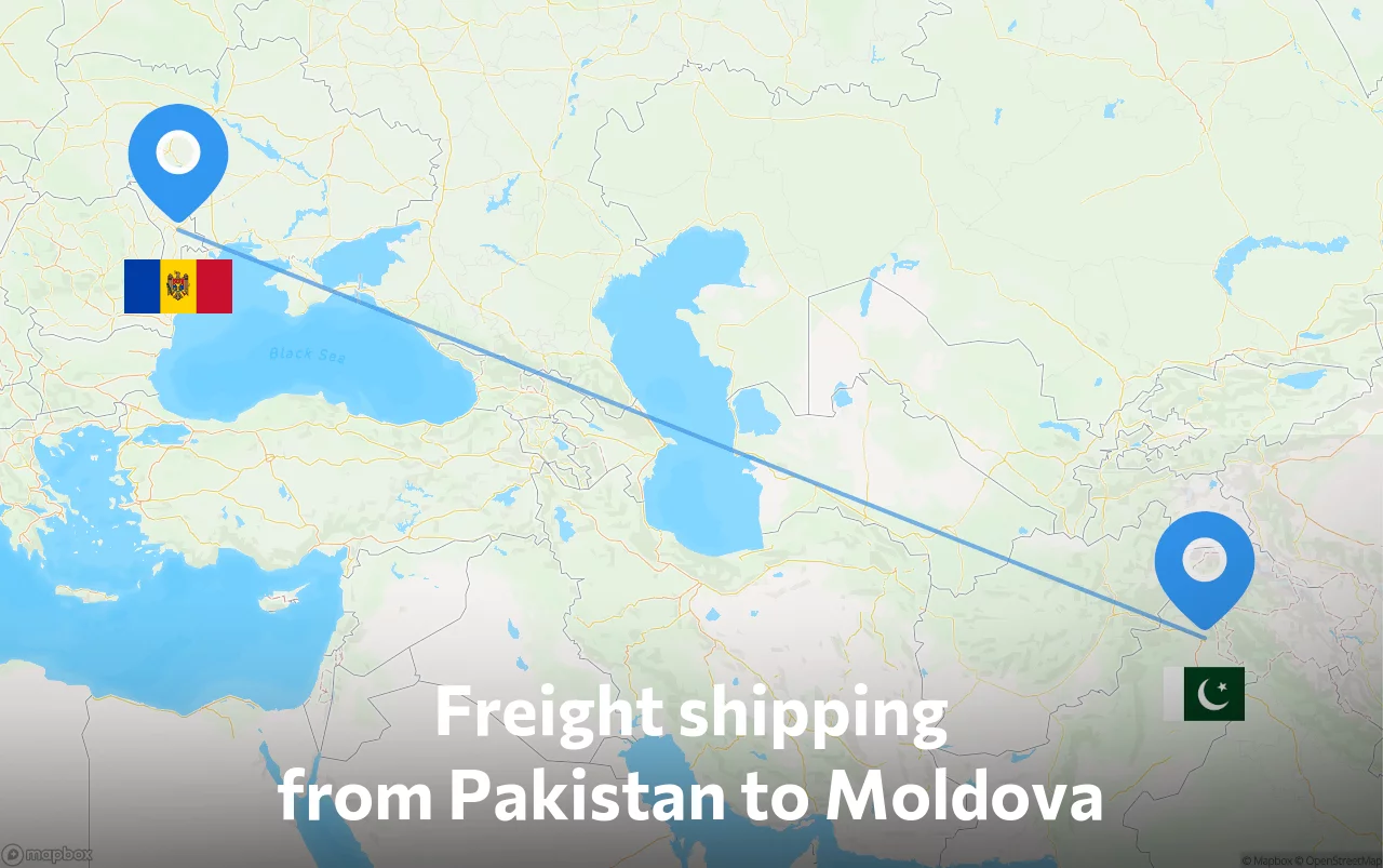 Shipping route from Pakistan to Moldova