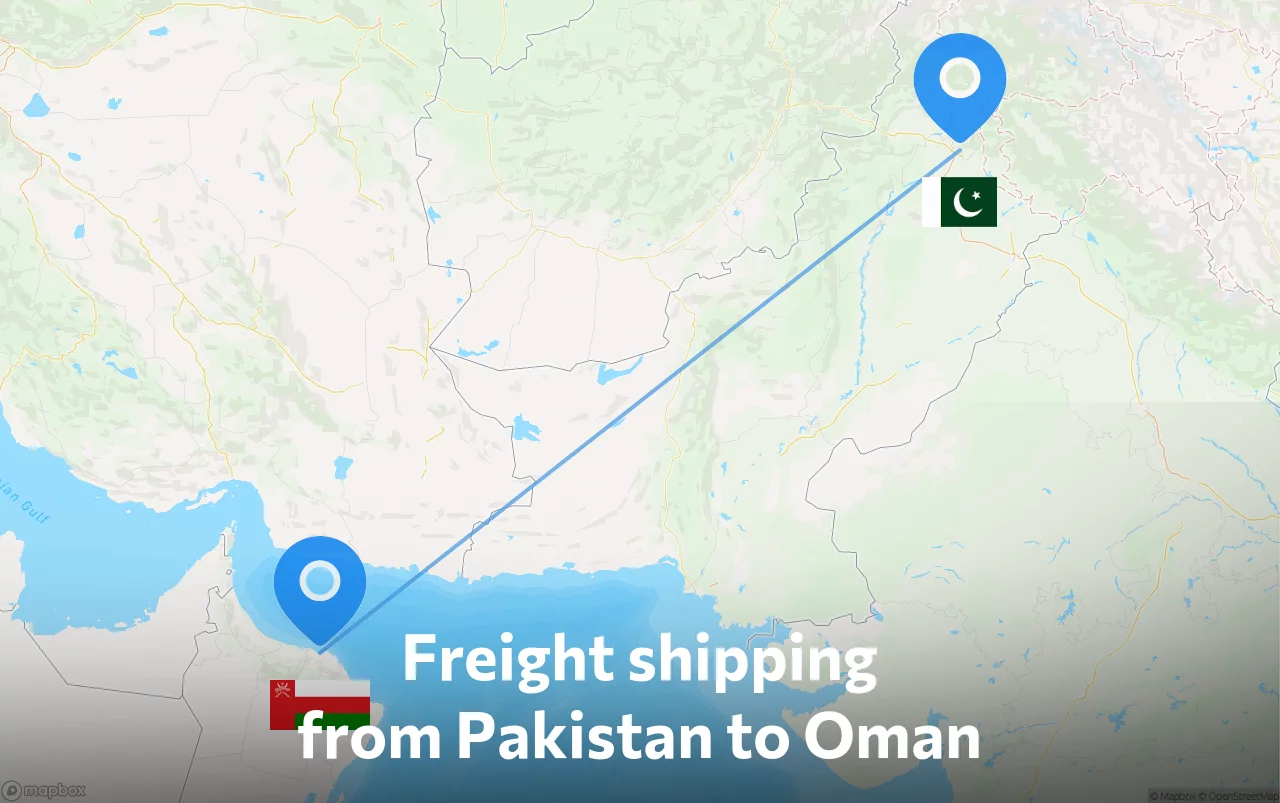 Shipping route from Pakistan to Oman