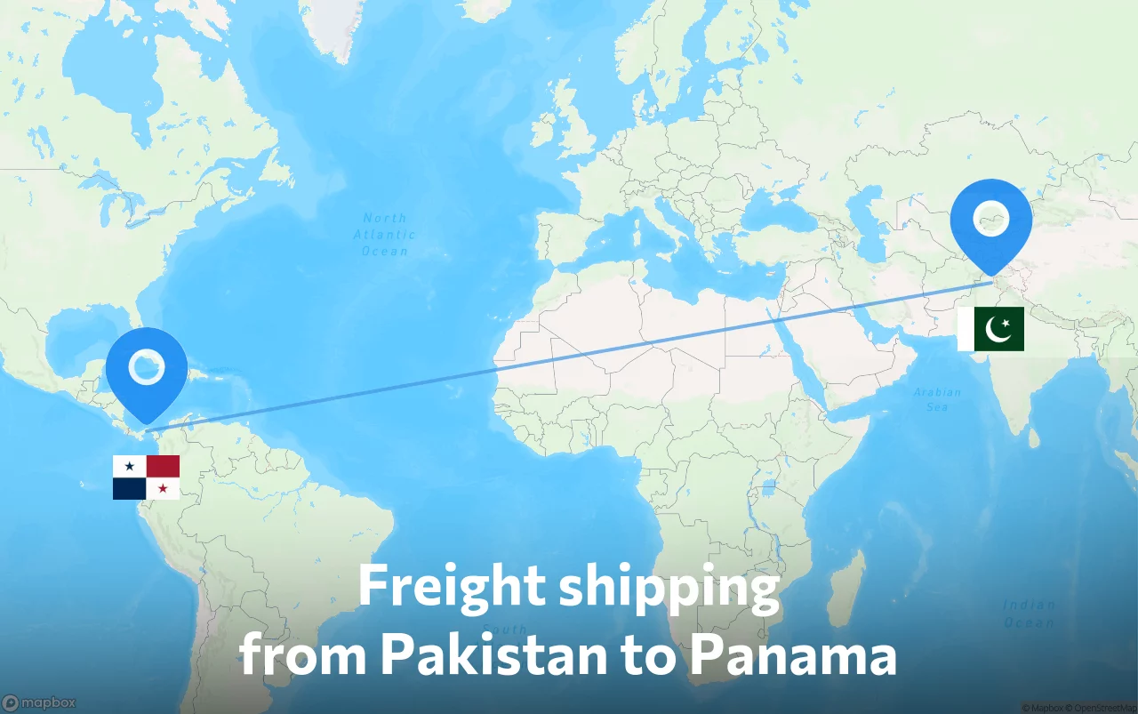 Shipping route from Pakistan to Panama