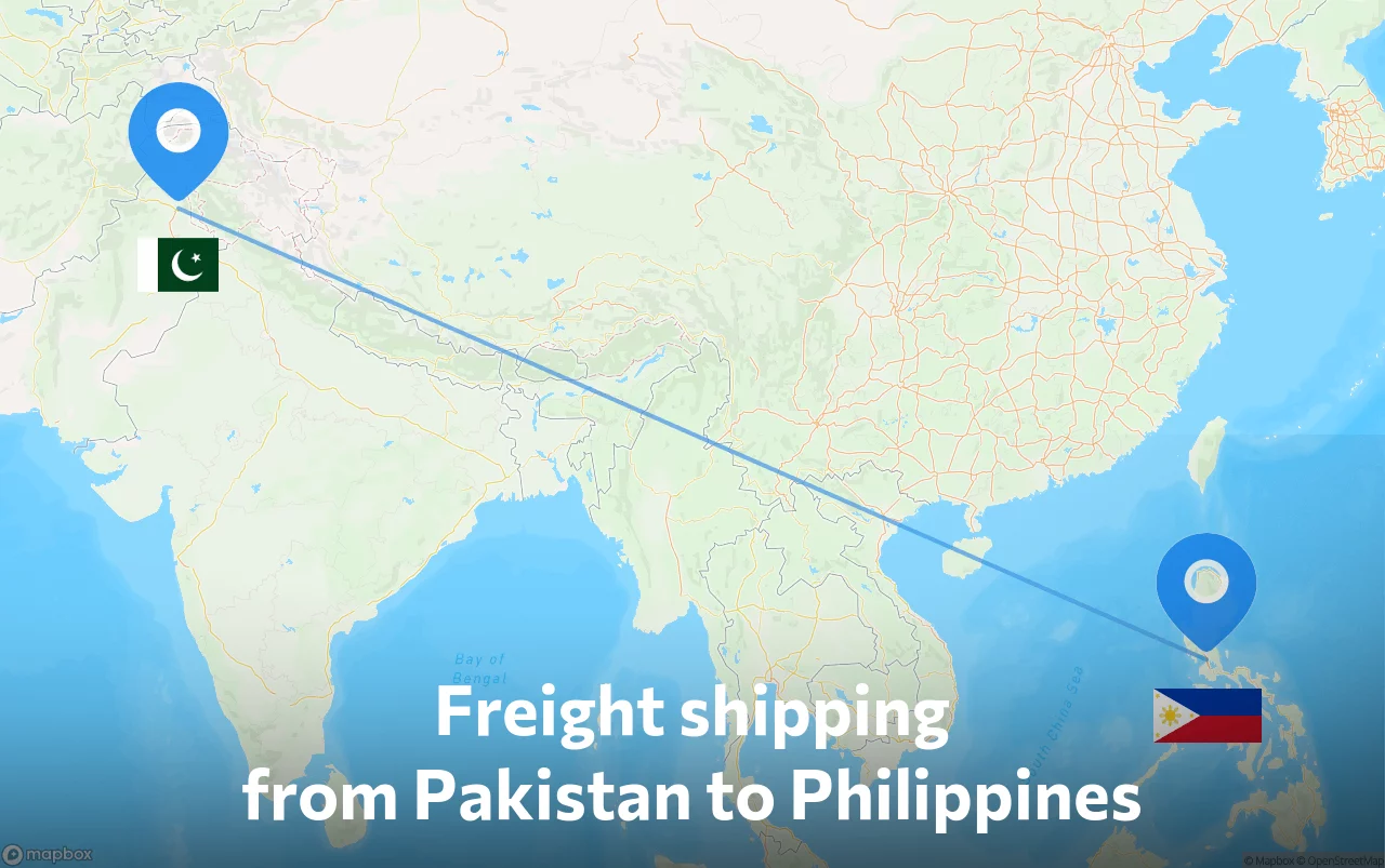 Shipping route from Pakistan to Philippines