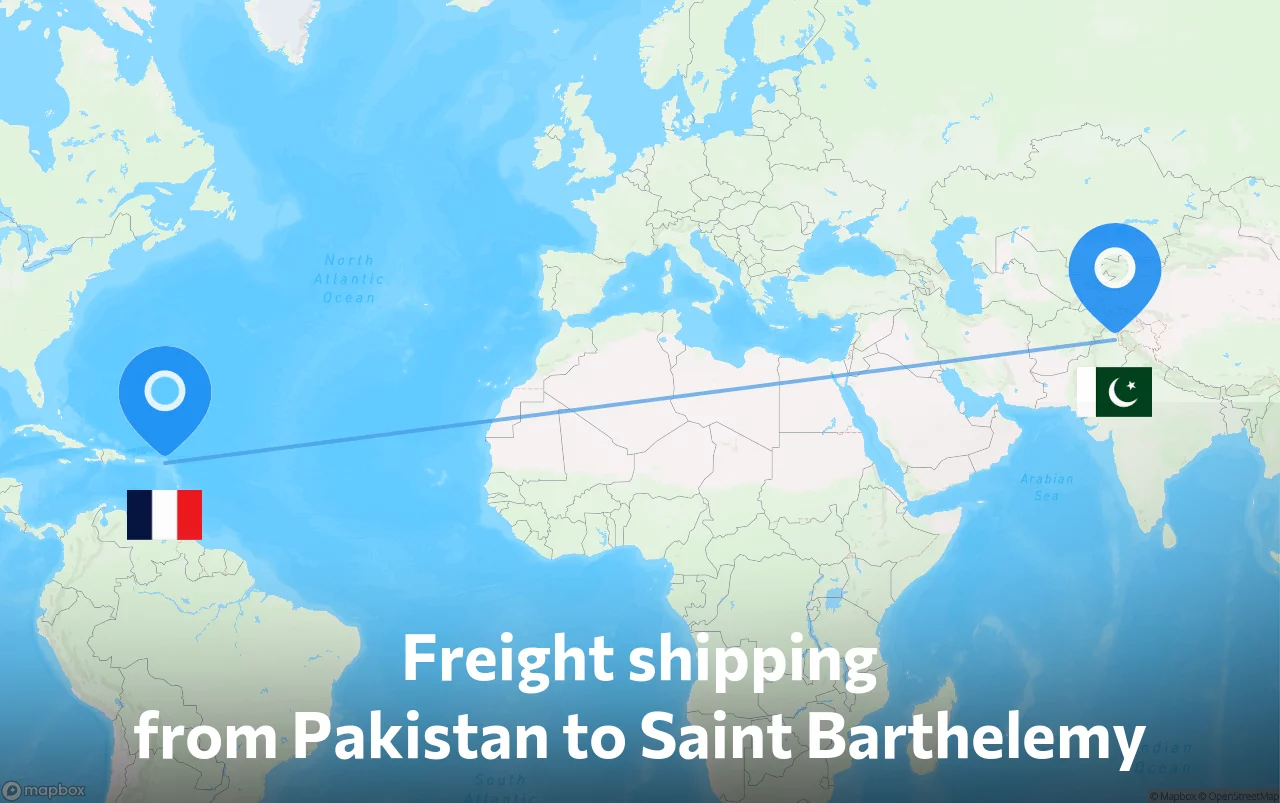 Shipping route from Pakistan to Saint Barthelemy