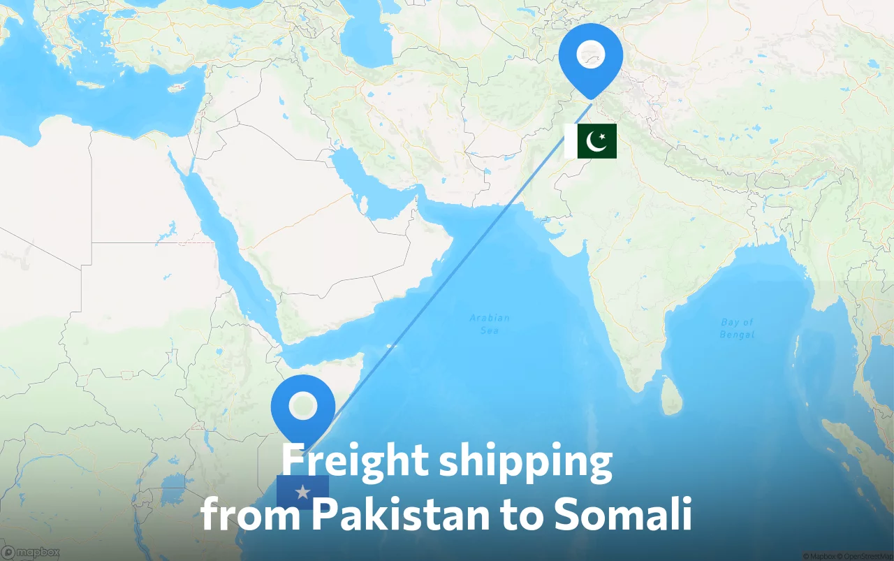 Shipping route from Pakistan to Somali