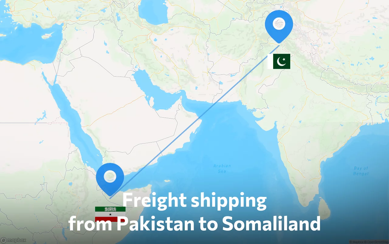Shipping route from Pakistan to Somaliland